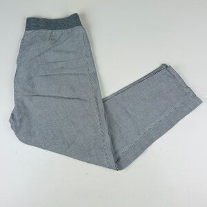 J. Jill Linen Pants Pull On Linen Elastic Crop Beach Coast Hickory Striped